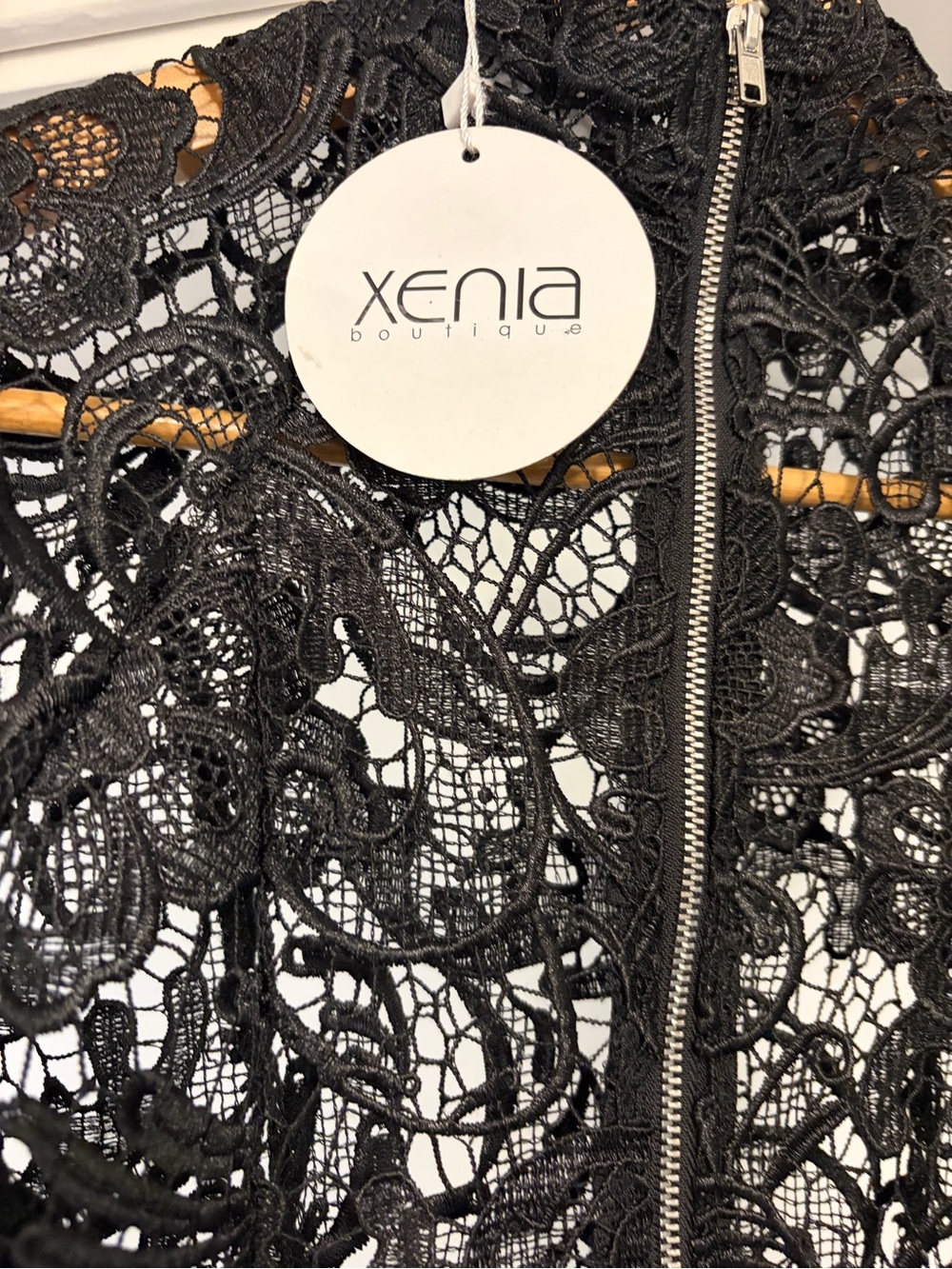 Xenia Boutique Black Lace Midi Dress with High Neck - Picture 7 of 13